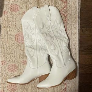 White Billini Knee High Cowboy Boots